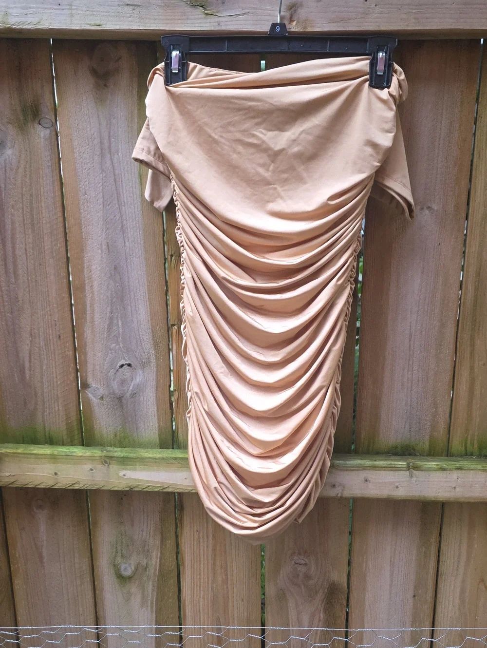 RuchedāNude Bodycon Skirt